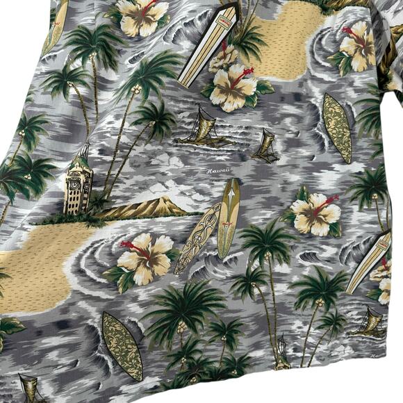Royal Creations Hawaii Surf Hibiscus Button Down Shirt XXL Short Sleeve Aloha - Picture 9 of 12